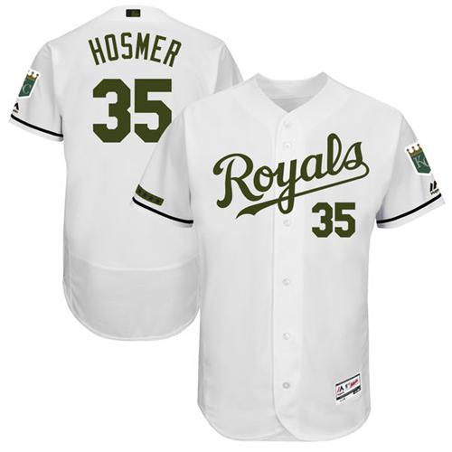 Royals #35 Eric Hosmer White Flexbase Authentic Collection Memorial Day Stitched MLB Jersey - Click Image to Close